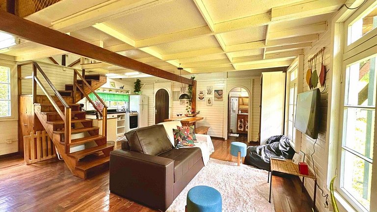 Cabana Sítio 2Qtos| p Família|Lareira|8 min Centro