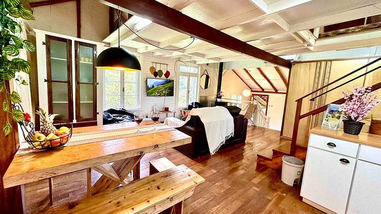 Cabana Sítio 2Qtos| p Família|Lareira|8 min Centro