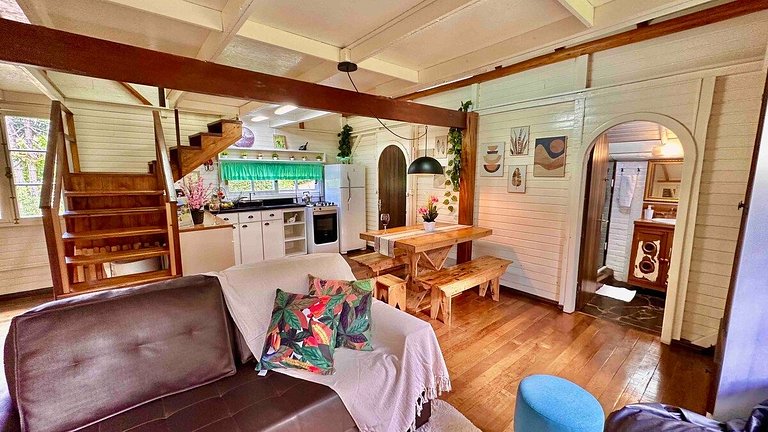 Cabana Sítio 2Qtos| p Família|Lareira|8 min Centro