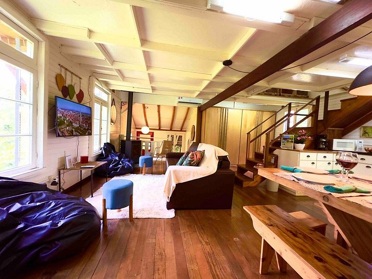 Cabana Sítio 2Qtos| p Família|Lareira|8 min Centro